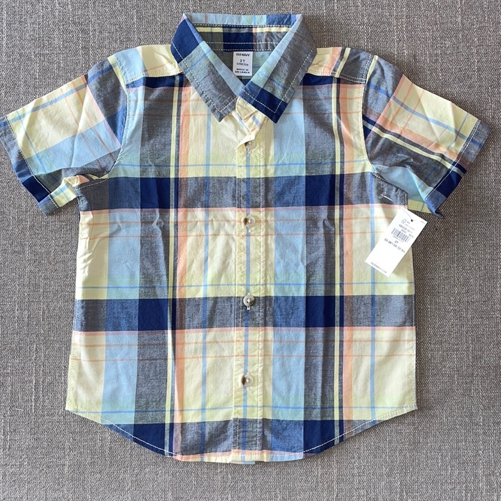 Old Navy toddler boys plaid shirt Sz 2T NWT